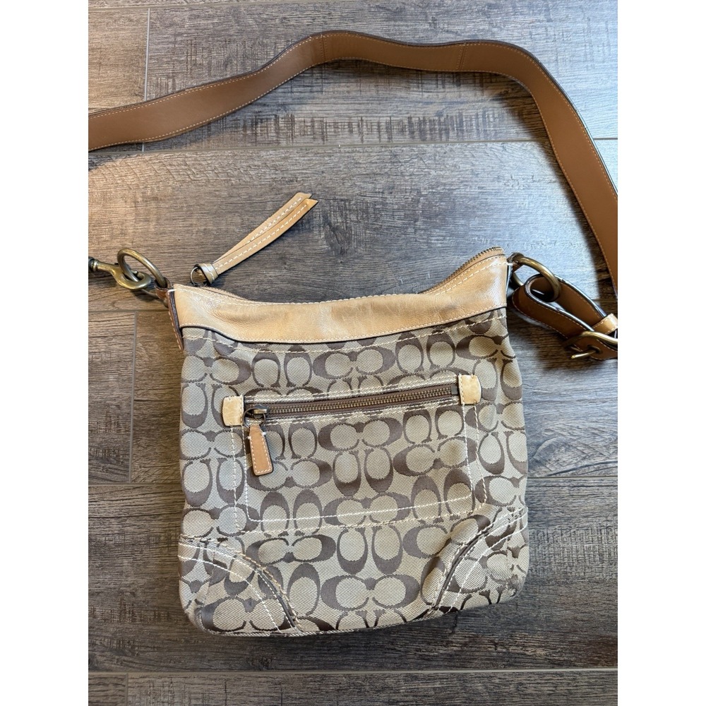Vintage Y2K Coach Signature C Brown Canvas Leather Crossbody Shoulder Bag F10403